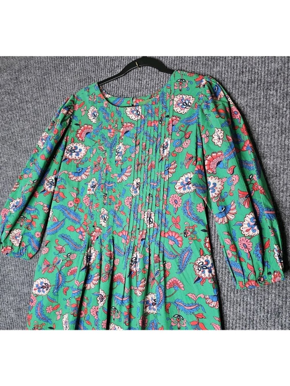 Clare V Francoise Floral Paisley Midi Dress L Pockets Cotton Pintuck Pleats - Picture 3 of 8